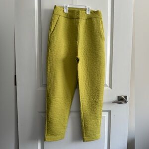 Textured Straight-Leg Pants in Chartreuse